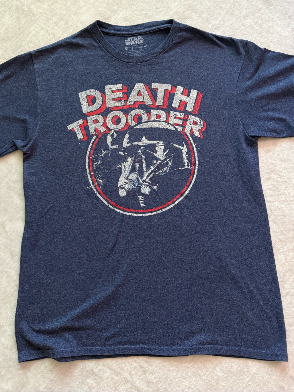 Star Wars Death Trooper Navy Blue Tshirt With Red And White Graphic